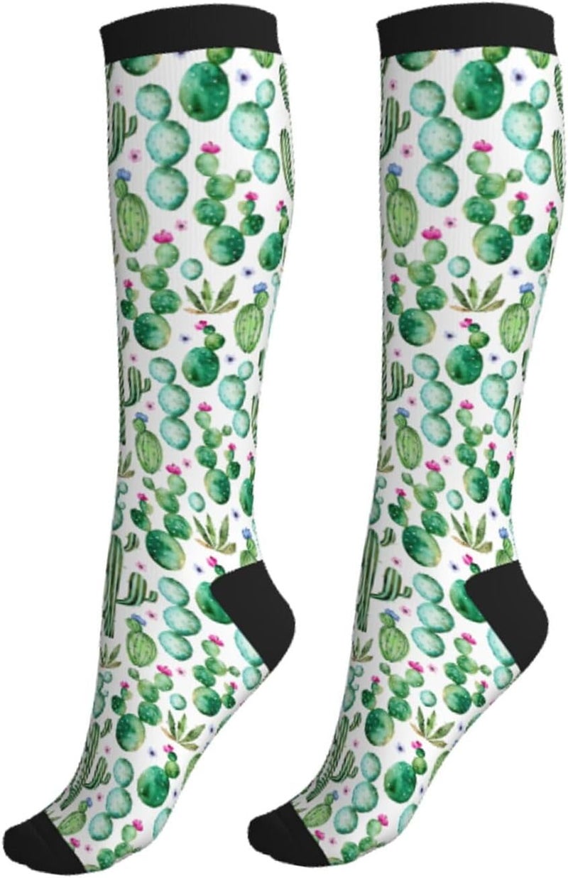 Figtihw Tie Dye Compression Socks Knee High Support Socks For Women Men Running Athletic Hiking - Image 1
